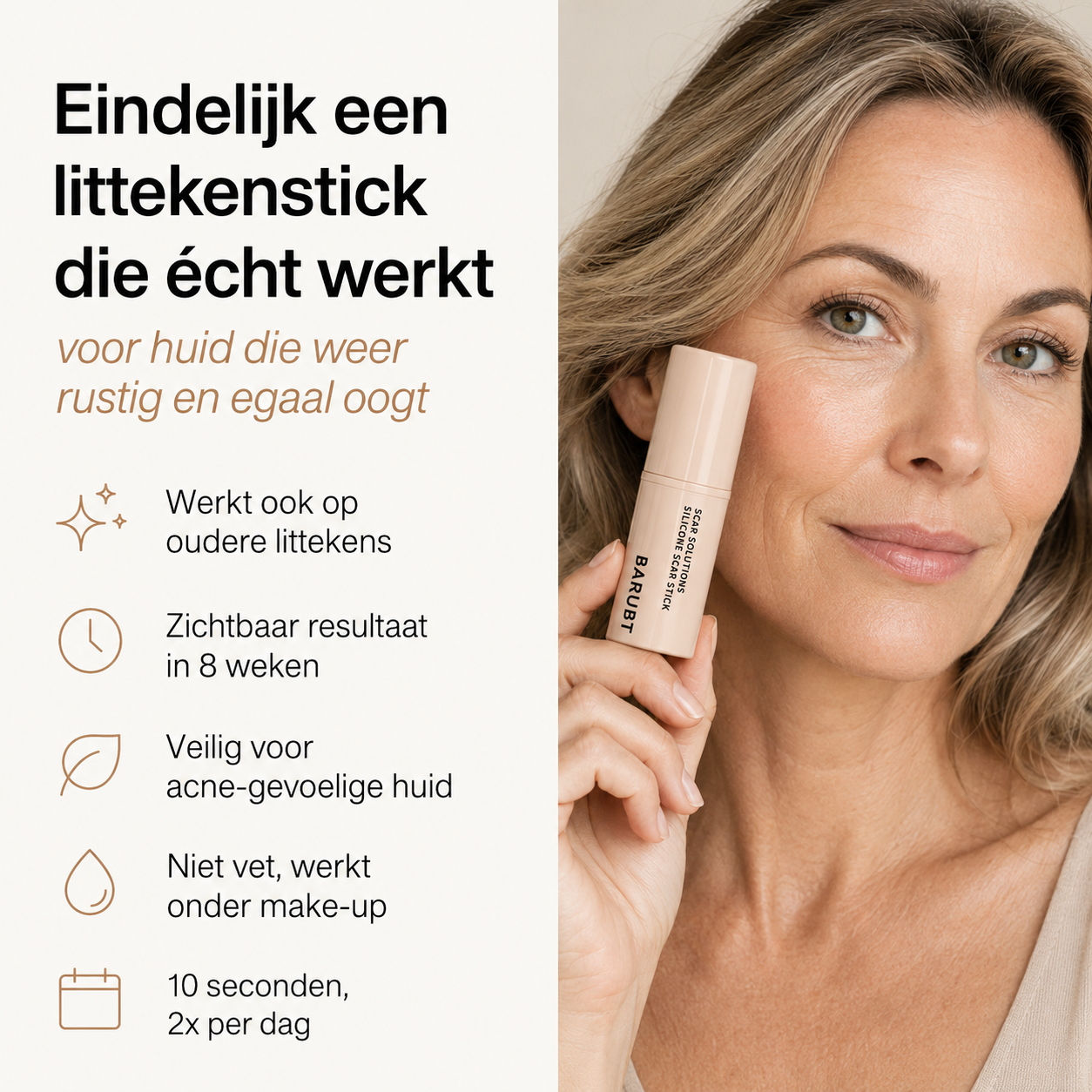 ScarStick™ | Voor acnelittekens, operatiescars en striae. Klinische werking, thuis