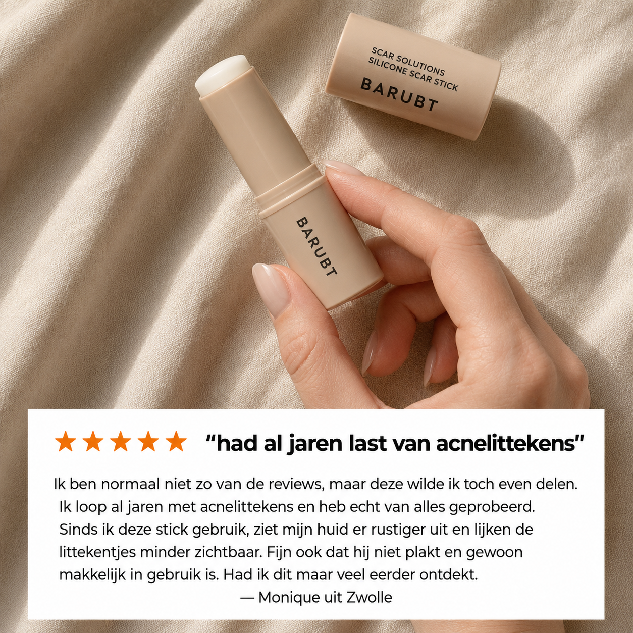 ScarStick™ | Voor acnelittekens, operatiescars en striae. Klinische werking, thuis